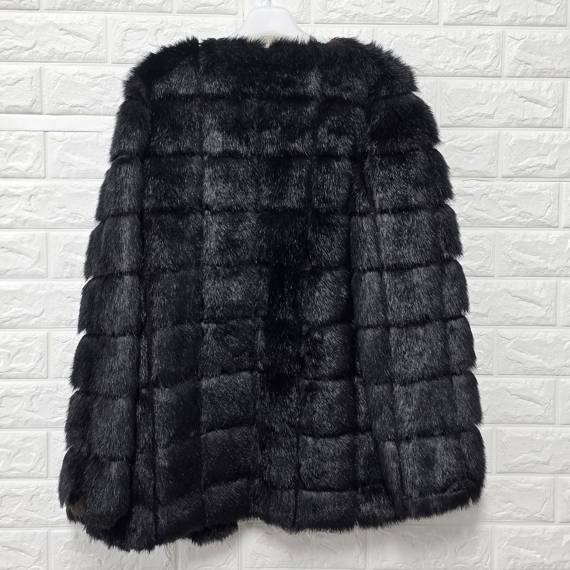 택포// M 블랙 페이크 퍼 코트 상품이미지4