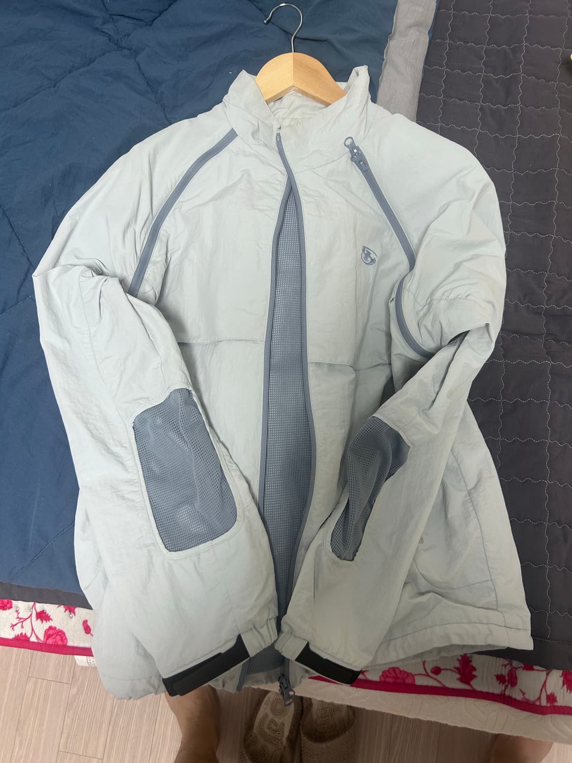 산산기어 바람막이 3사이즈 슬래시 지퍼 자켓 라이트그레이 상품이미지2