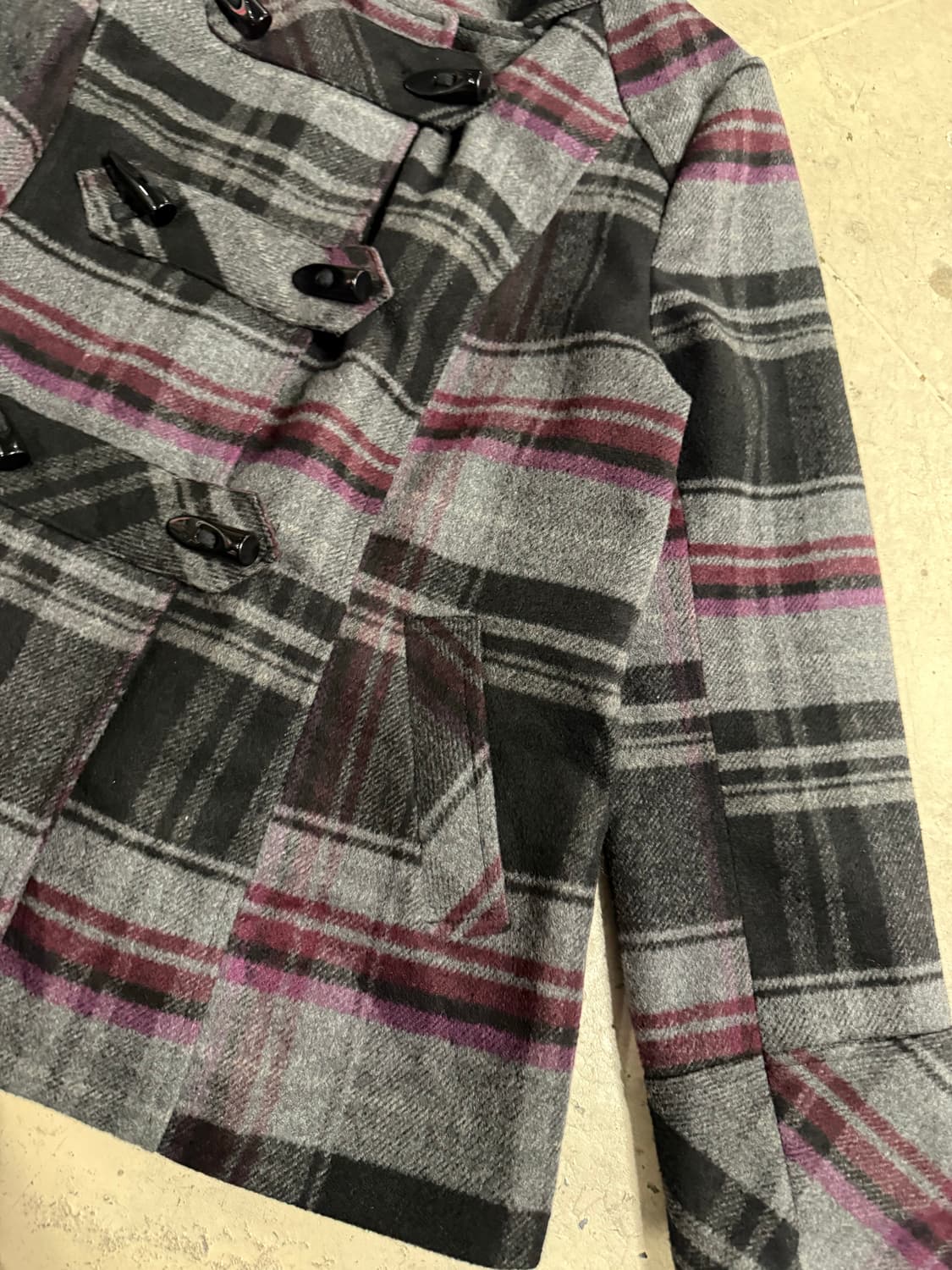 check pattern duffle button coat 상품이미지6