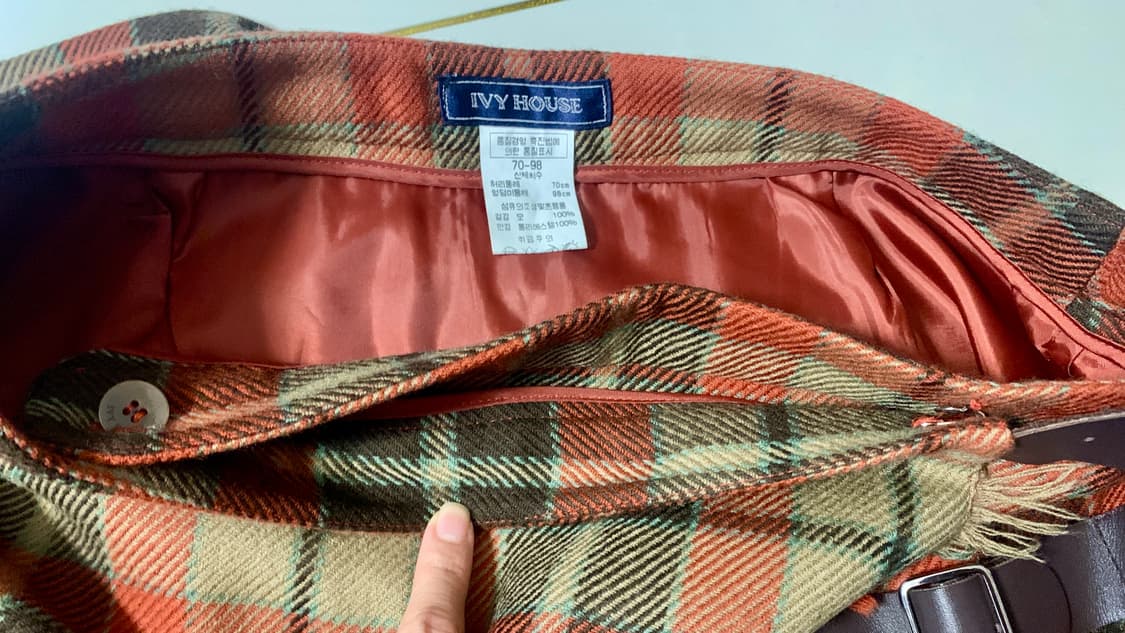 IVY HOUSE 체크 랩 스커트 목도리 퍼플러 세트 모 100% 상품이미지5