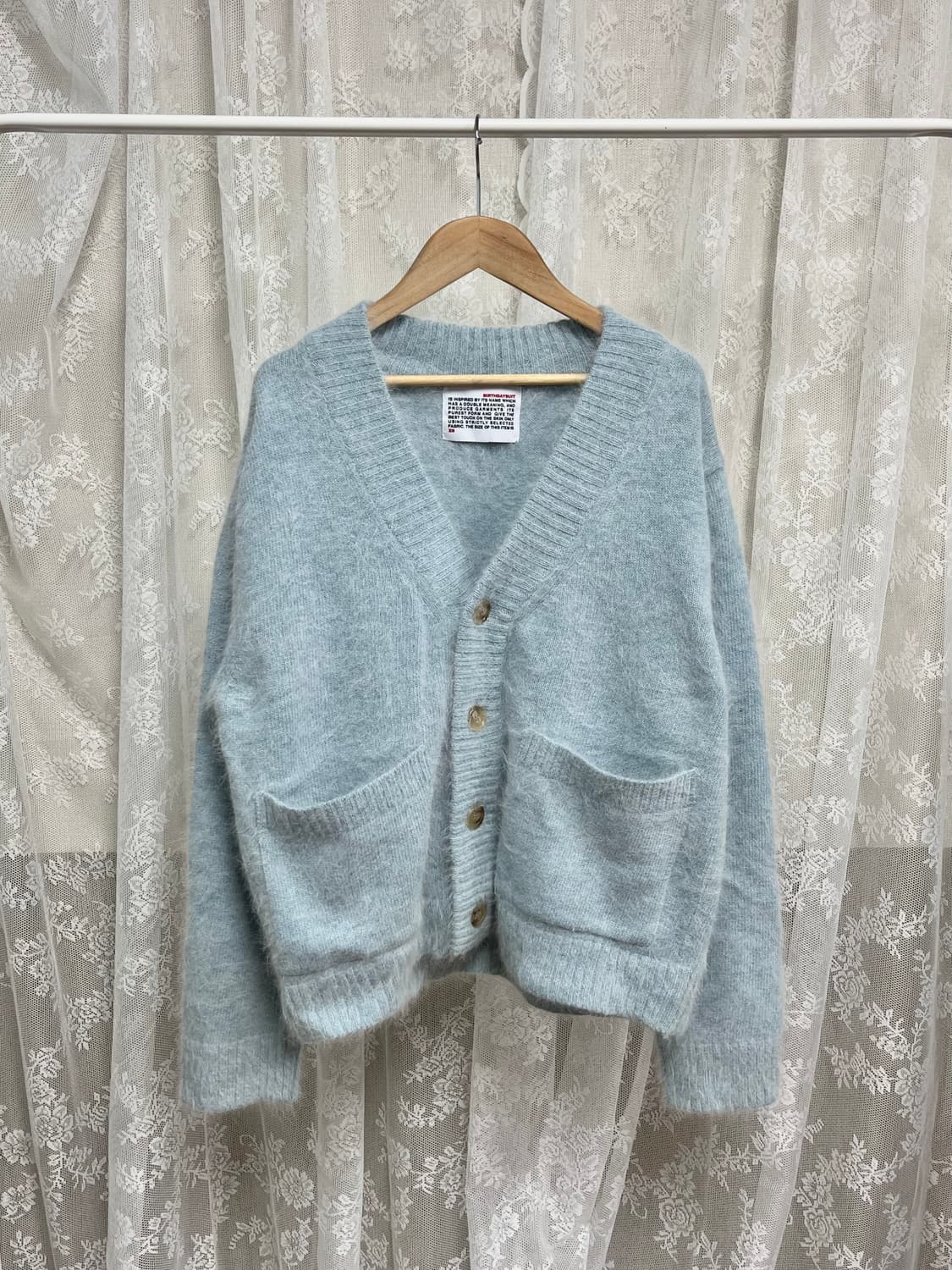 XS) 벌스데이수트 앙고라 가디건 스카이 상품이미지1