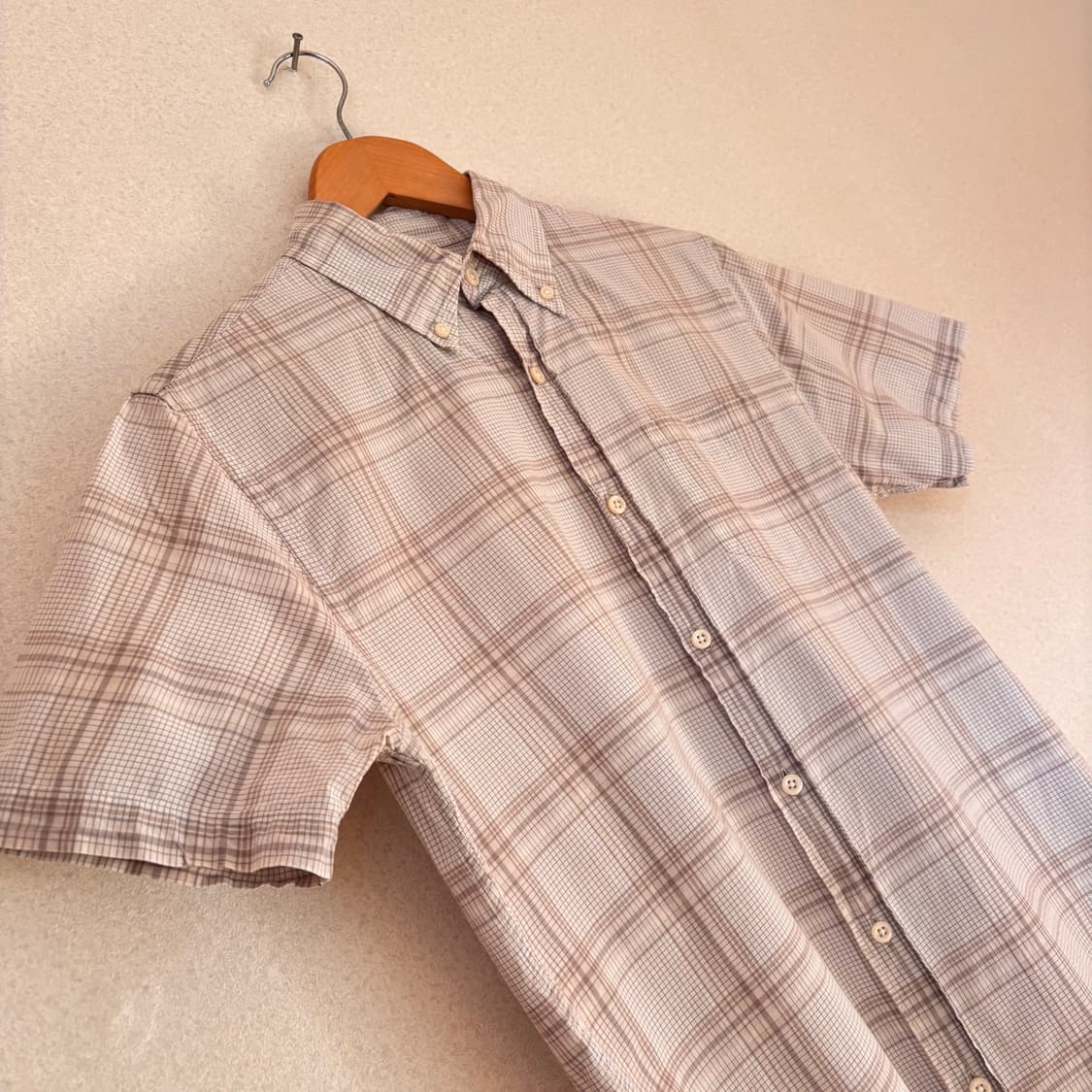 클럽모나코 슬림핏 XS 캐주얼 반팔 셔츠 남방 체크 상품이미지3