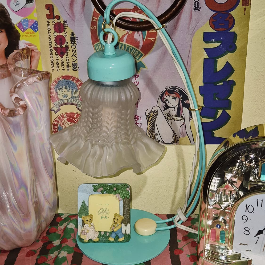 70s 히카리 프릴 불투명 쉐이드 민트 호롱 램프 상품이미지9