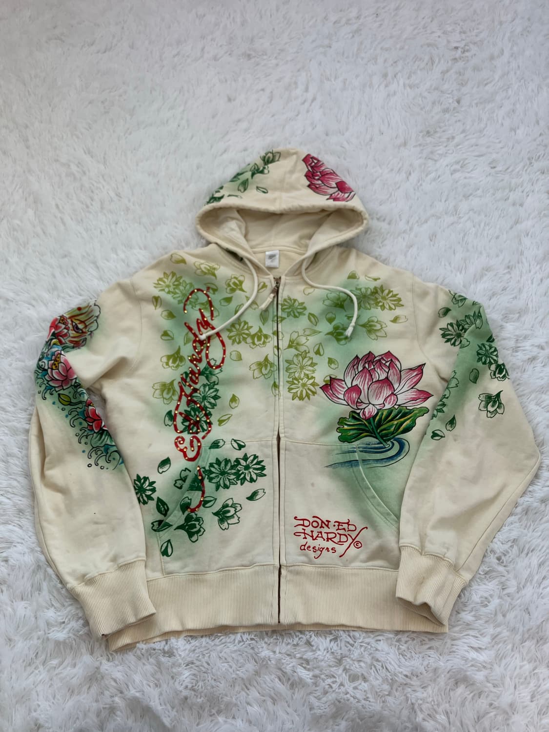 빈티지 에드하디 크림 레터링 레더 자켓 y2k 스트릿 갸루 펑키 일본빈티 상품이미지1