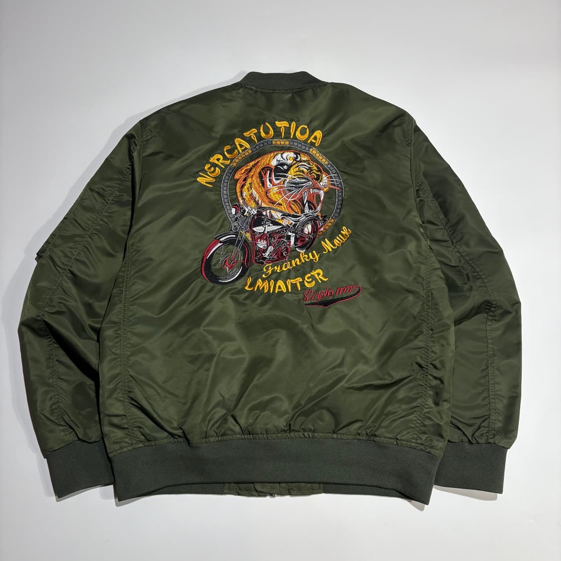 빈티지 타이거굿 패치 포인트 카키 항공 점퍼 상품이미지6