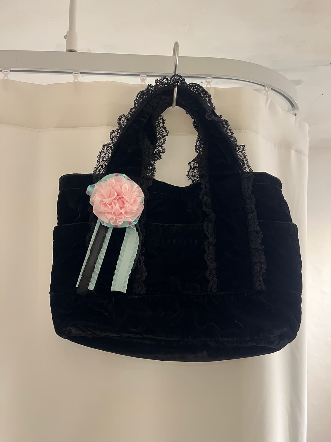 블랙 벨벳 토트백 🌹 상품이미지3