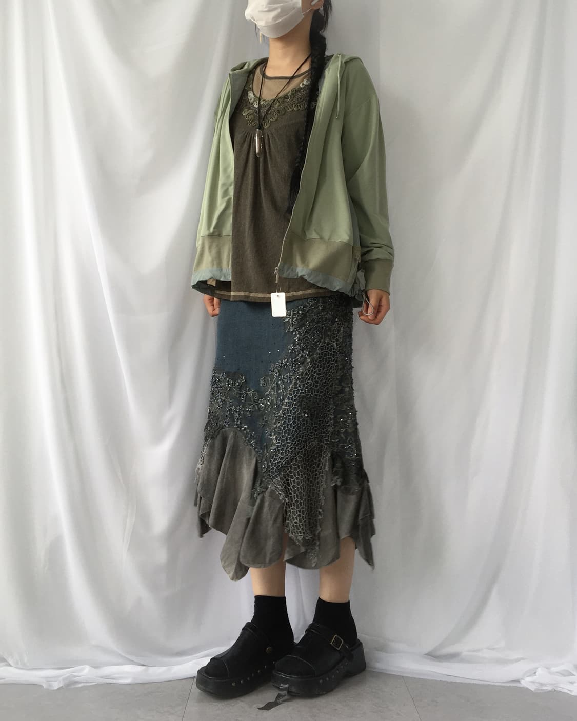 Lace trimming hood zip up 상품이미지6