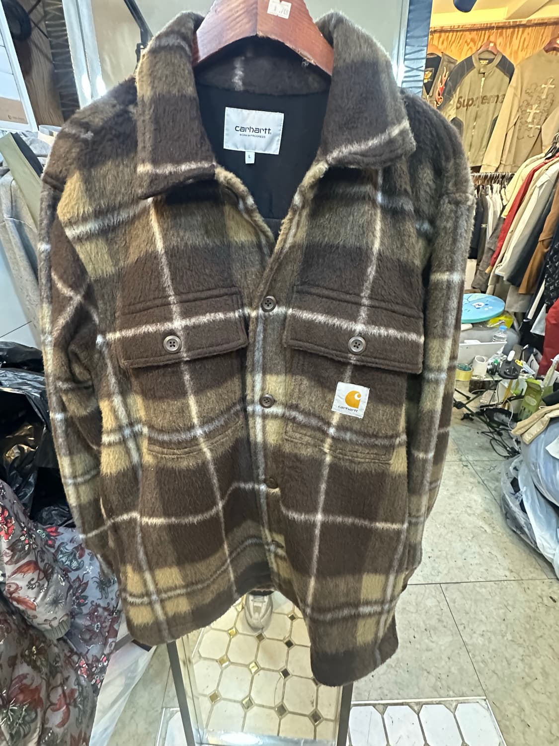 칼하트 브라운 체크 셔츠 자켓 상품이미지1