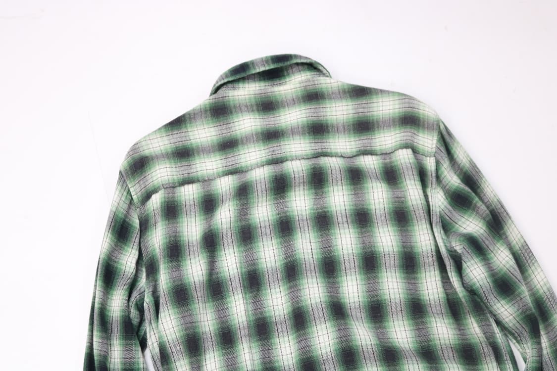크레바 가먼츠 빈티지 그린 옴브레 체크 지퍼 웨스턴 셔츠 (L) 상품이미지8