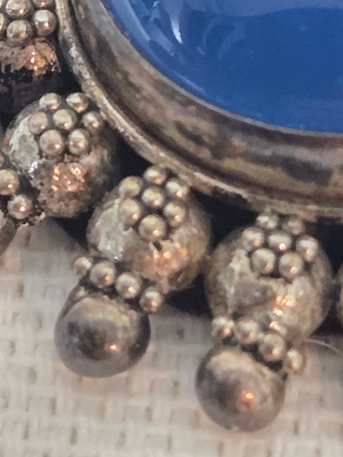 남미 빈티지 블루 칼세도니아 카보션펜던트 / 에스닉 실버톤 참 상품이미지4