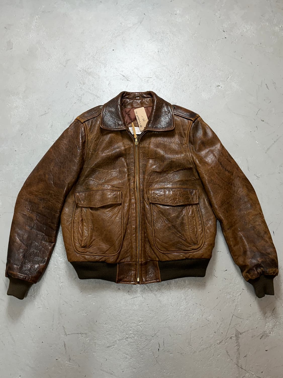 90's 시어스 오크브룩 디스 레더 봄버 자켓 빈티지 봄버 가죽 자켓 상품이미지1