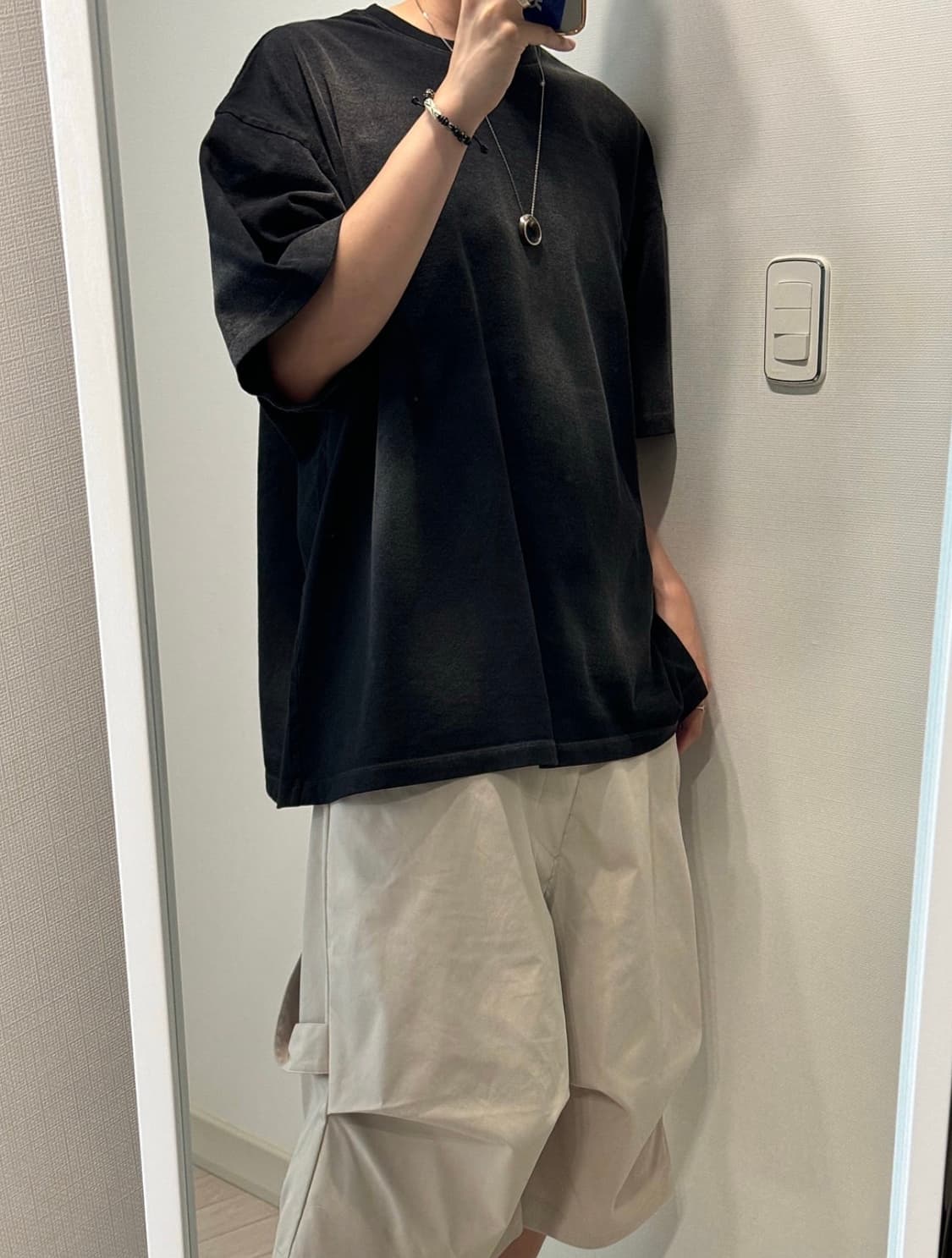 논노드 백디테일 티셔츠 워시드 블랙 + 레이어드 롱슬리브 상품이미지2