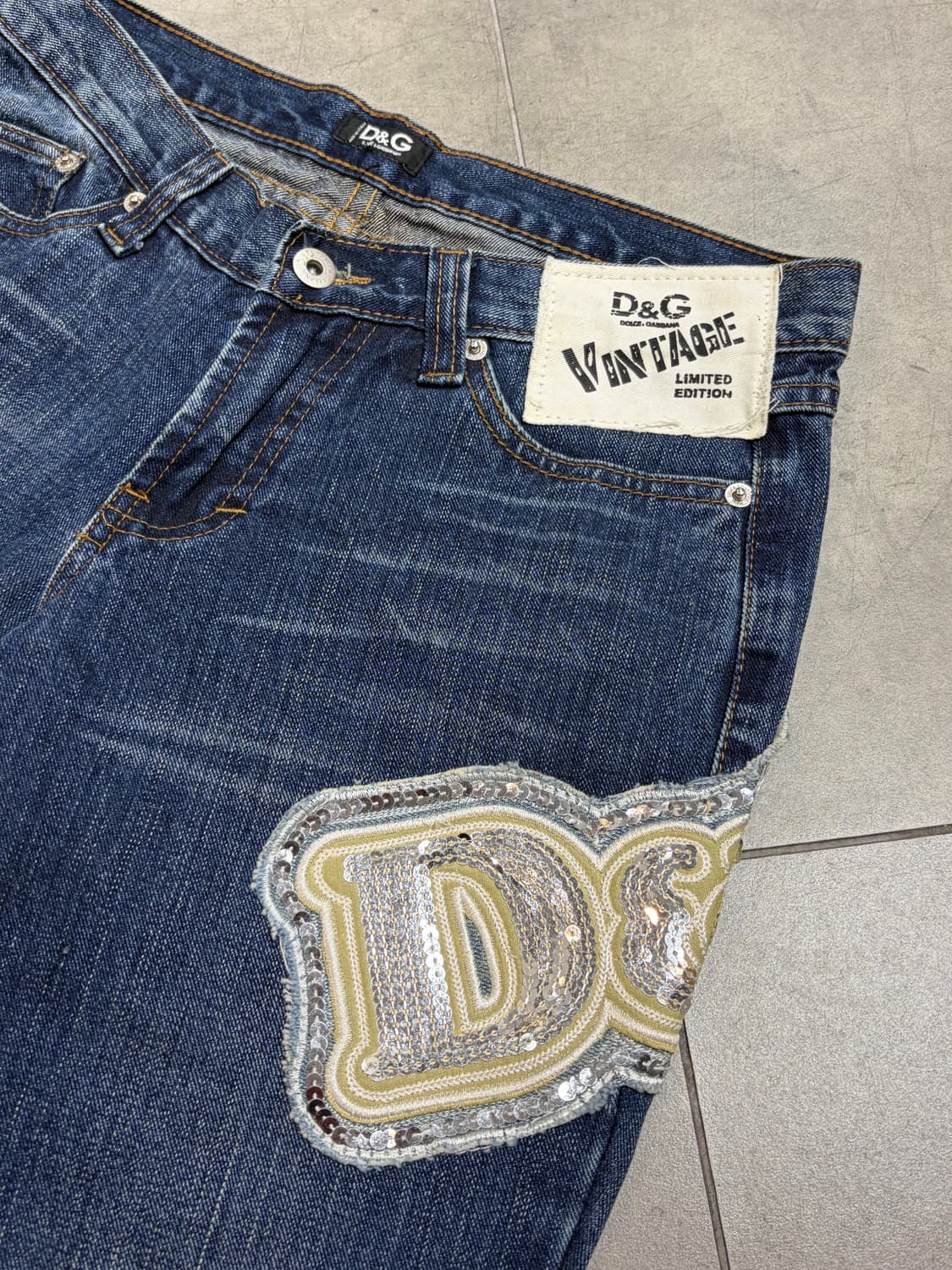 돌체앤가바나 스팽글 y2k 데님팬츠 상품이미지4