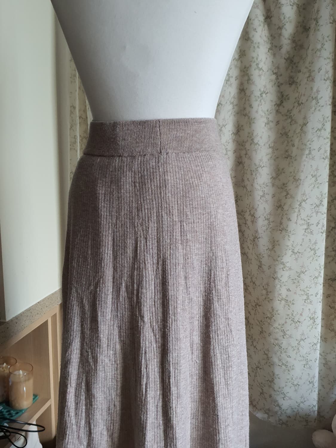 [모리걸] 니트 롱 스커트 베이지 프리사이즈 상품이미지4