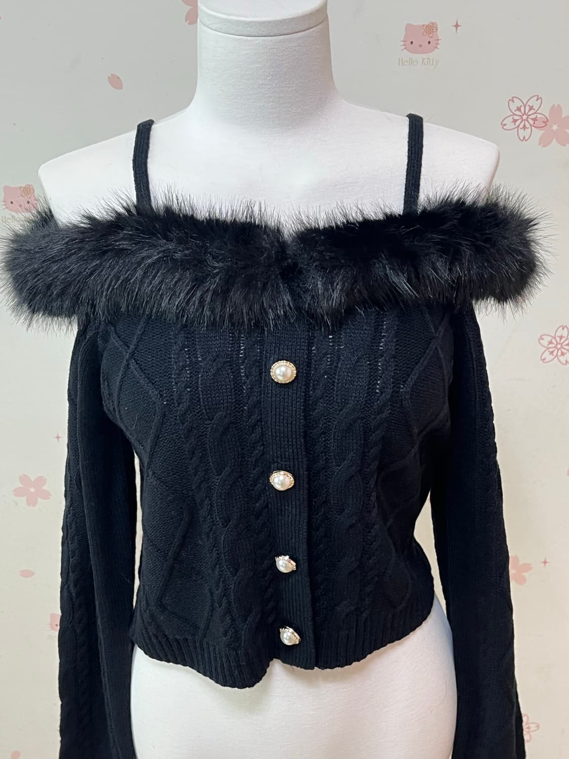 GRL 오프숄더 퍼 니트 탑 갸루 양지뢰 상품이미지2