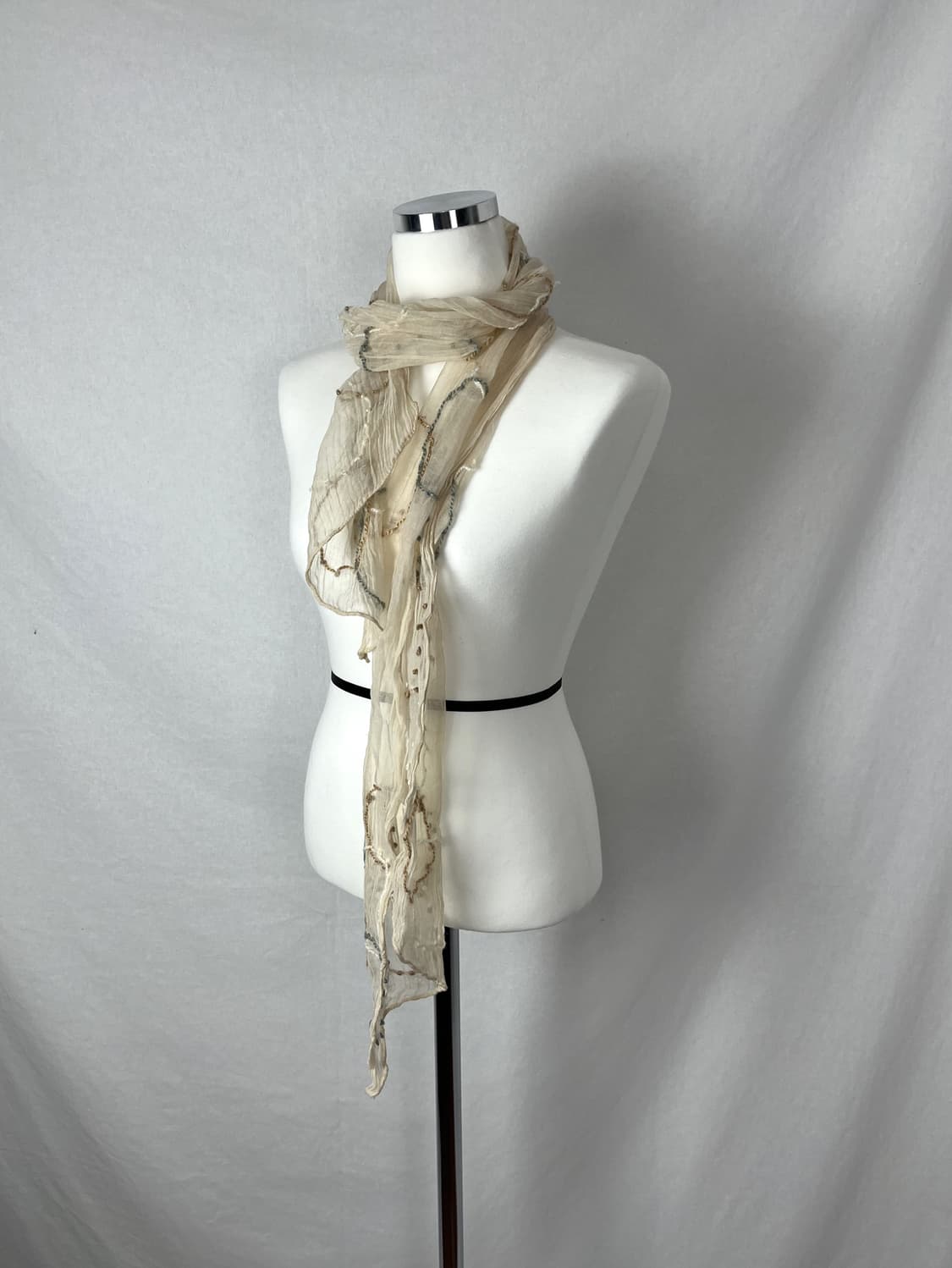 Vintage 시어 크링클 자수 스카프 상품이미지1