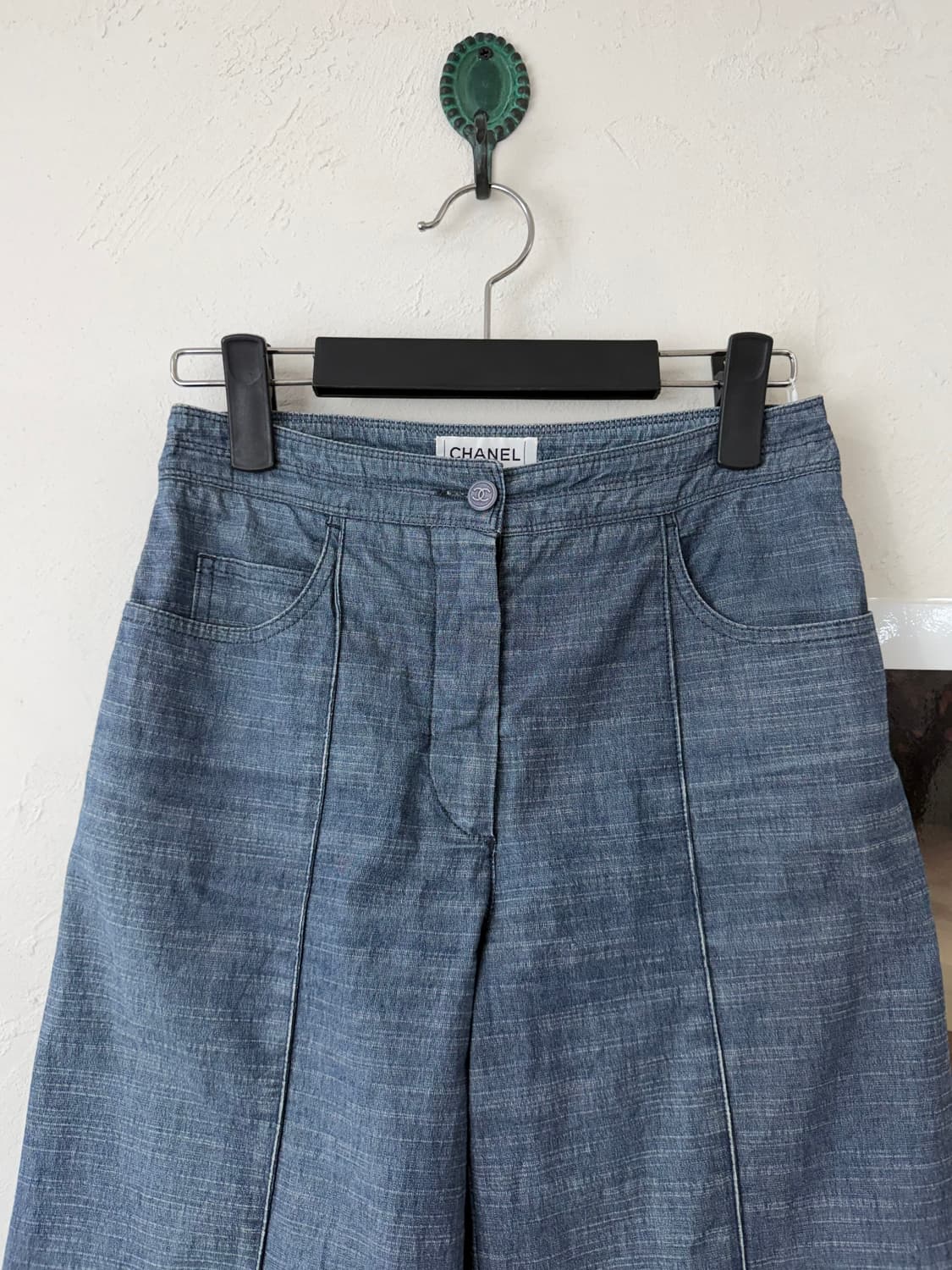 샤넬 2003ss 샴브레이 벨보텀 팬츠 상품이미지2