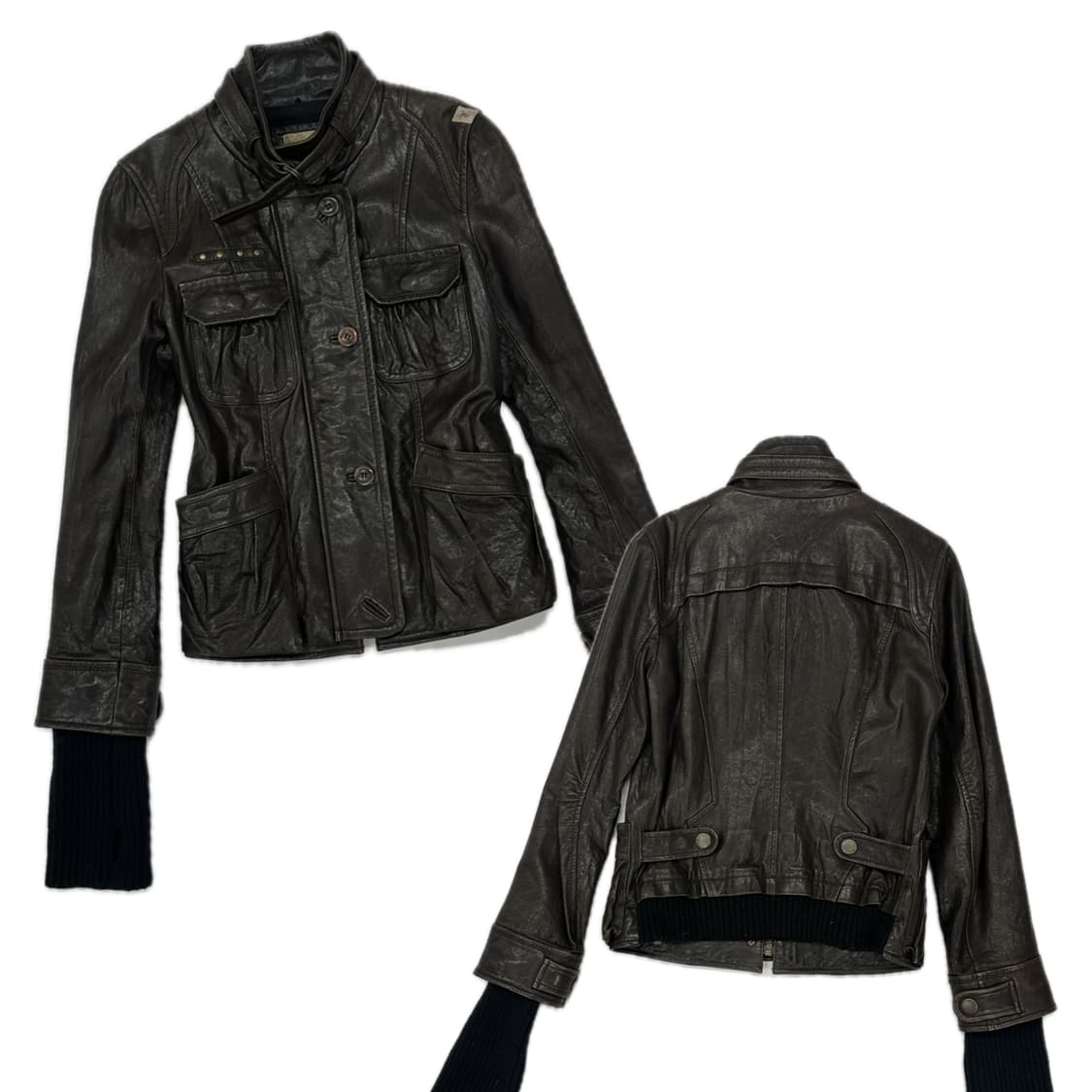 Thursday Island 브라운 빈티지 레더자켓 라이더 양가죽 상품이미지2