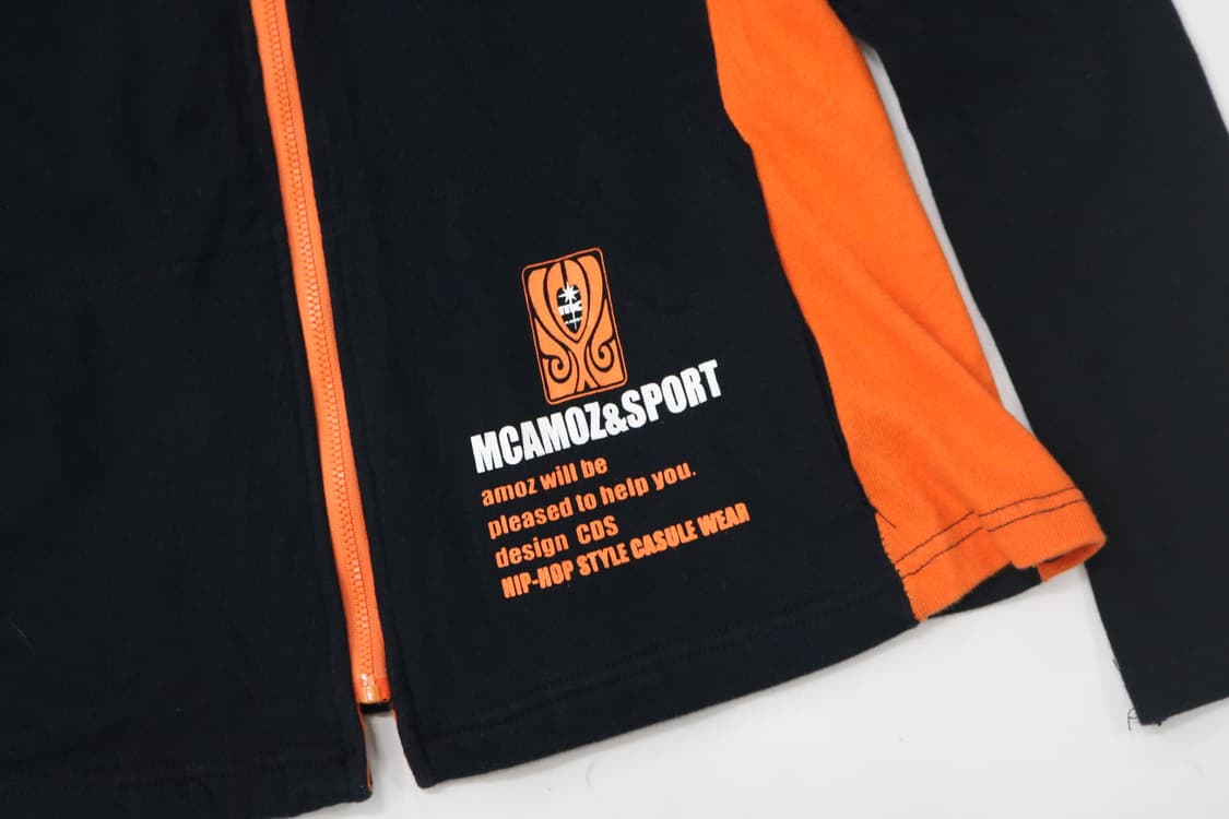 MCAMOZ&SPORT 블랙 오렌지 배색 사이드 라인 후드 집업 (M) 상품이미지4
