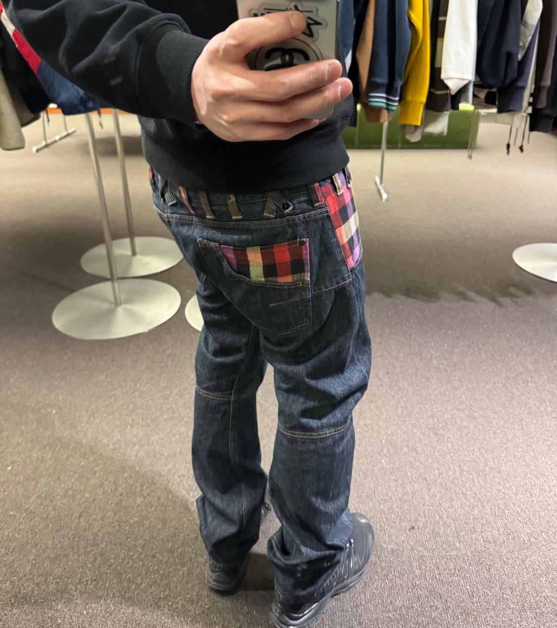 XL)Dominate 빈티지 레이어드 체크패턴 데님팬츠 상품이미지2