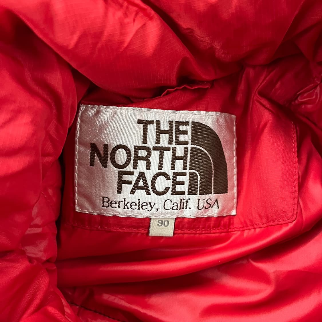 [정품/90] 노스페이스 후드 패딩 조끼 레드 b16 상품이미지4