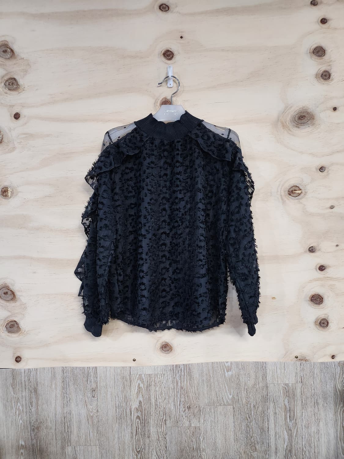 356) 러플 넥 시스루 블라우스 상품이미지1