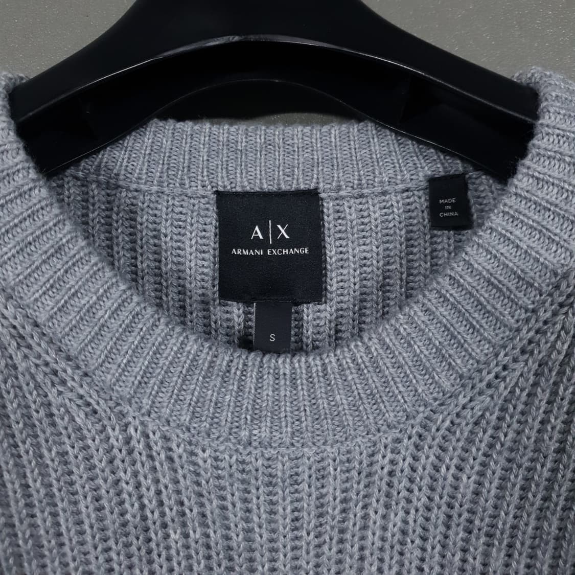 S) 아르마니 익스체인지 신형 리브 조직 코튼 니트 크루넥 스웨터 그레이 상품이미지3