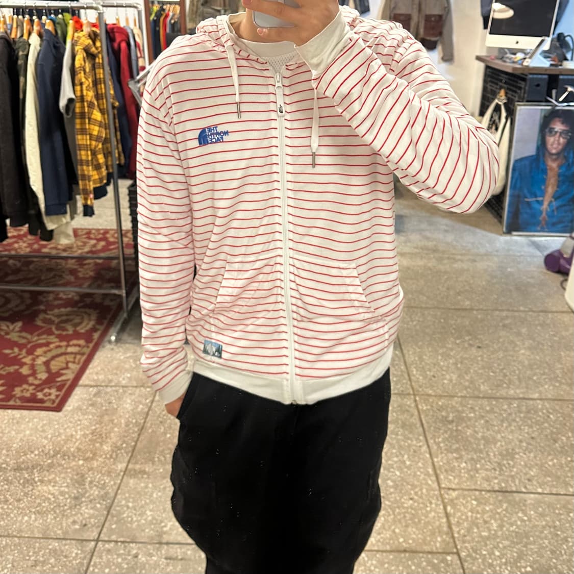 화이트라벨 핀 스트라이프 후드집업 상품이미지1