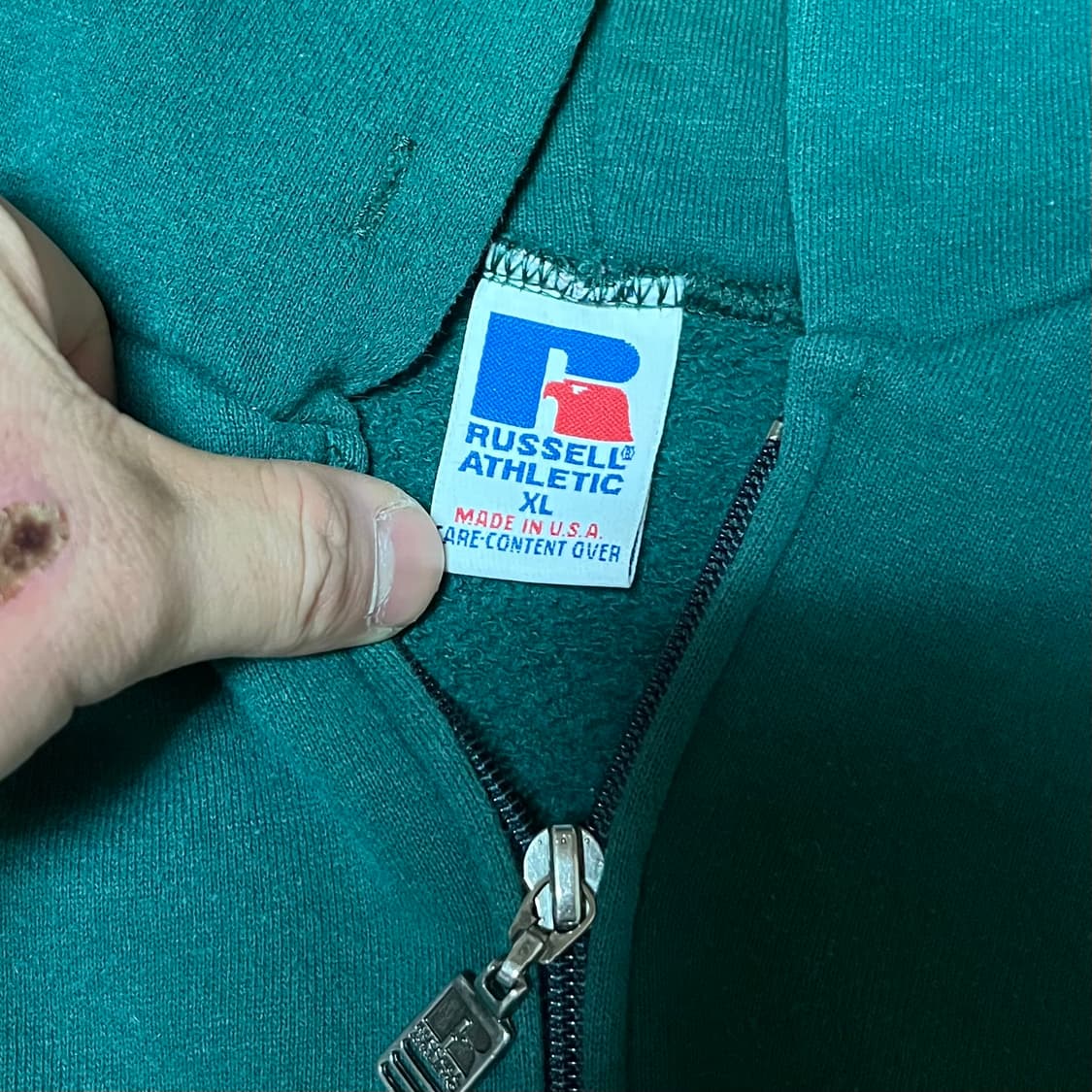 [XL] 90s USA 빈티지 러셀 후드집업 그린 상품이미지4
