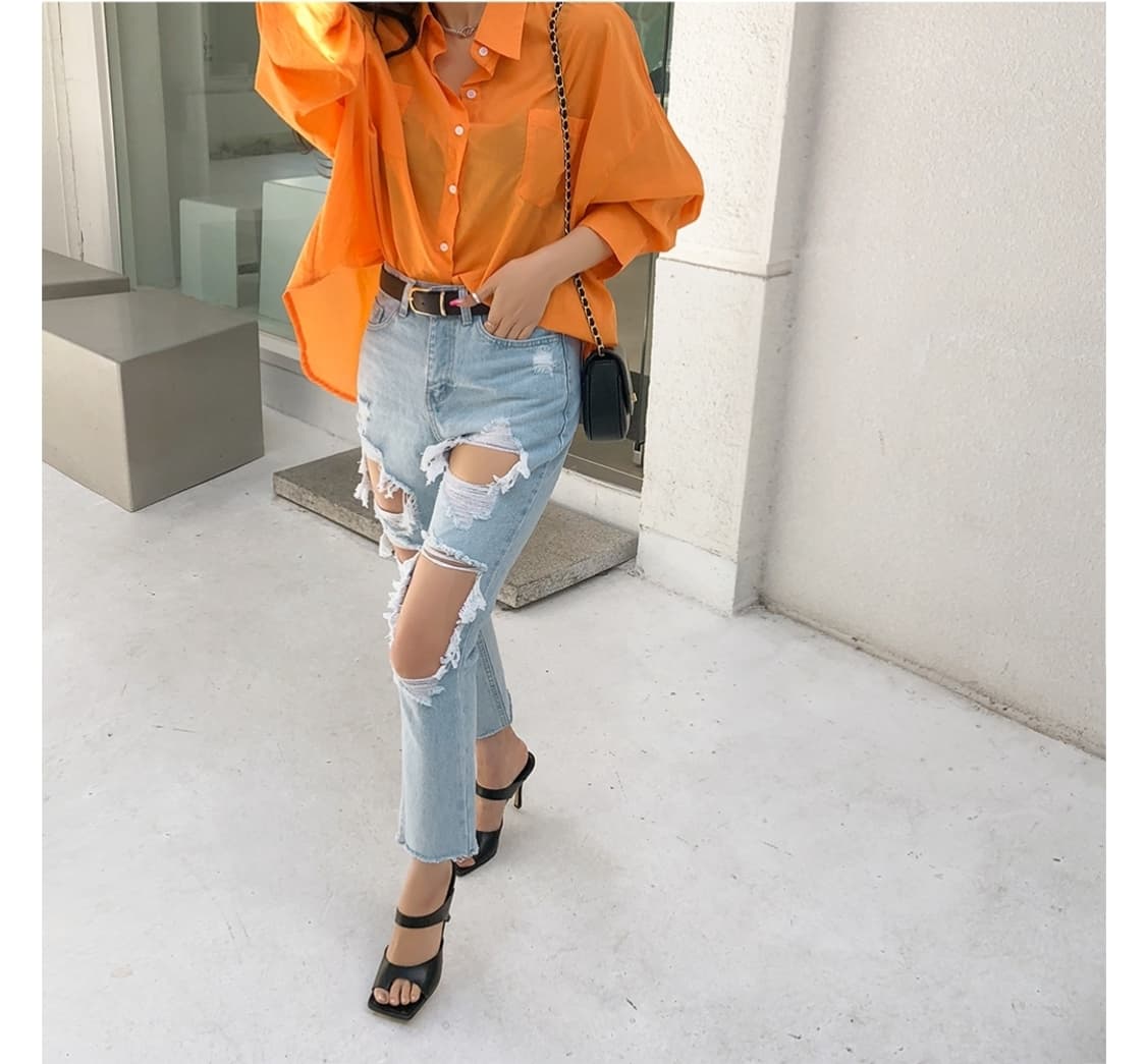 (새옷) 오렌지 루즈핏 셔츠 상품이미지8