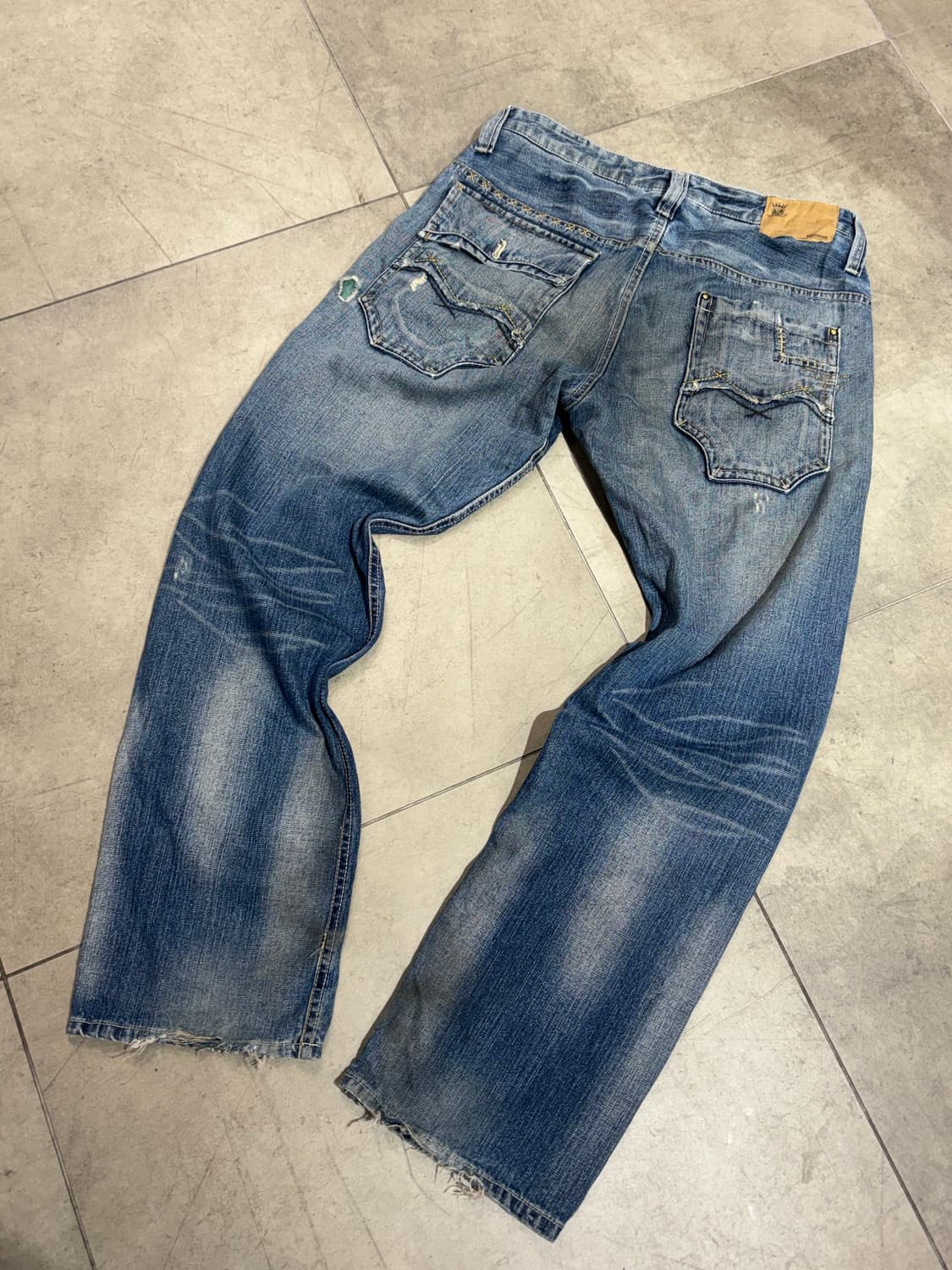 Kissmark 데미지 워싱 데님 팬츠 바지 상품이미지6