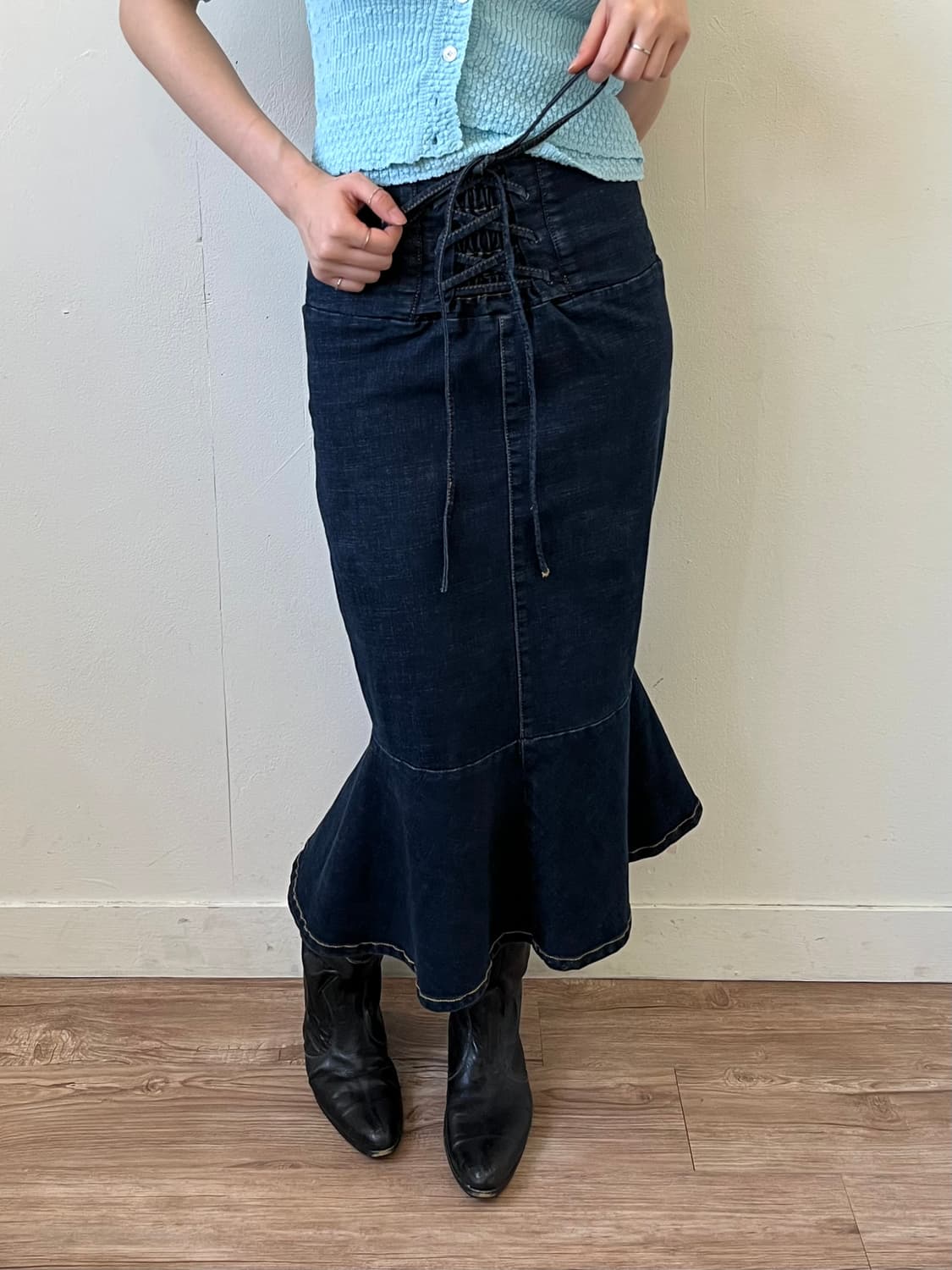 MIIA 데님 코르셋 스커트 상품이미지5