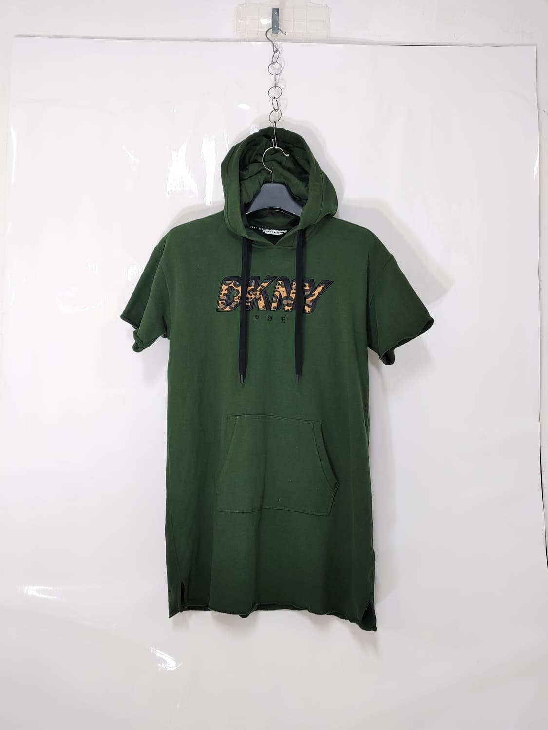 DKNY SPORT 디케이엔와이 여성 안감기모 반팔 롱후드티
 상품이미지1