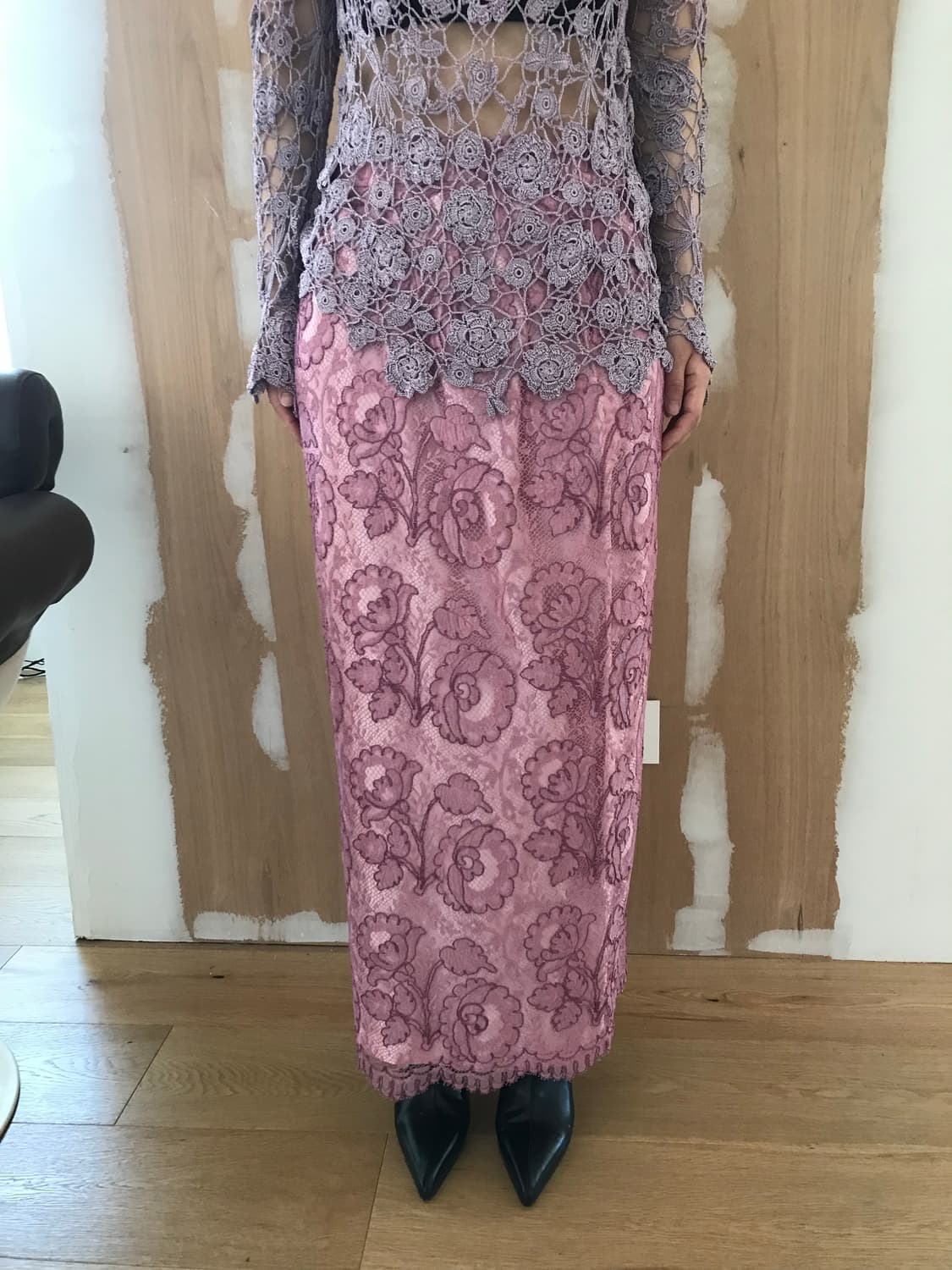 vintage pink lace skirt 상품이미지1