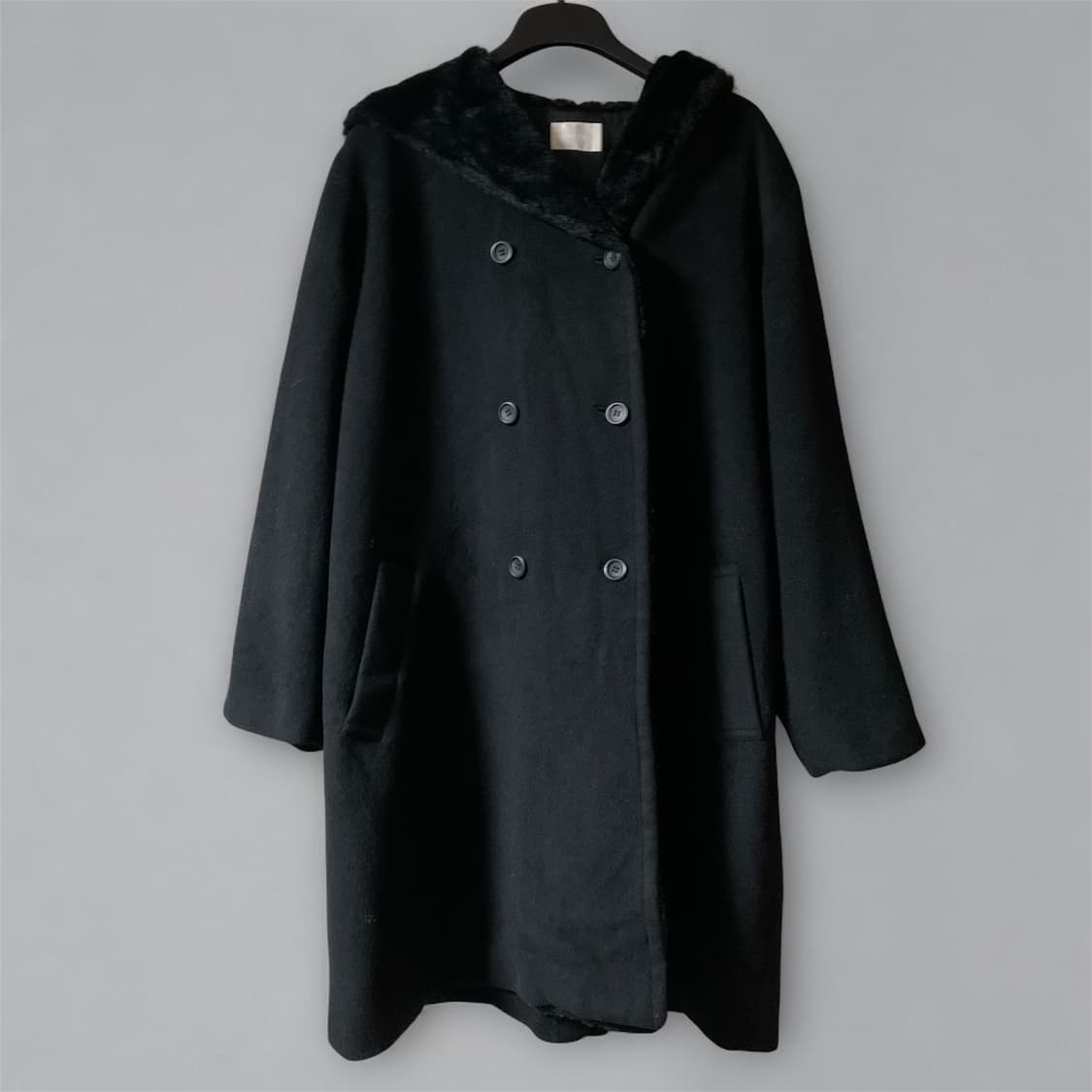 울 100 후드 퍼 트리밍 코트 M 상품이미지1