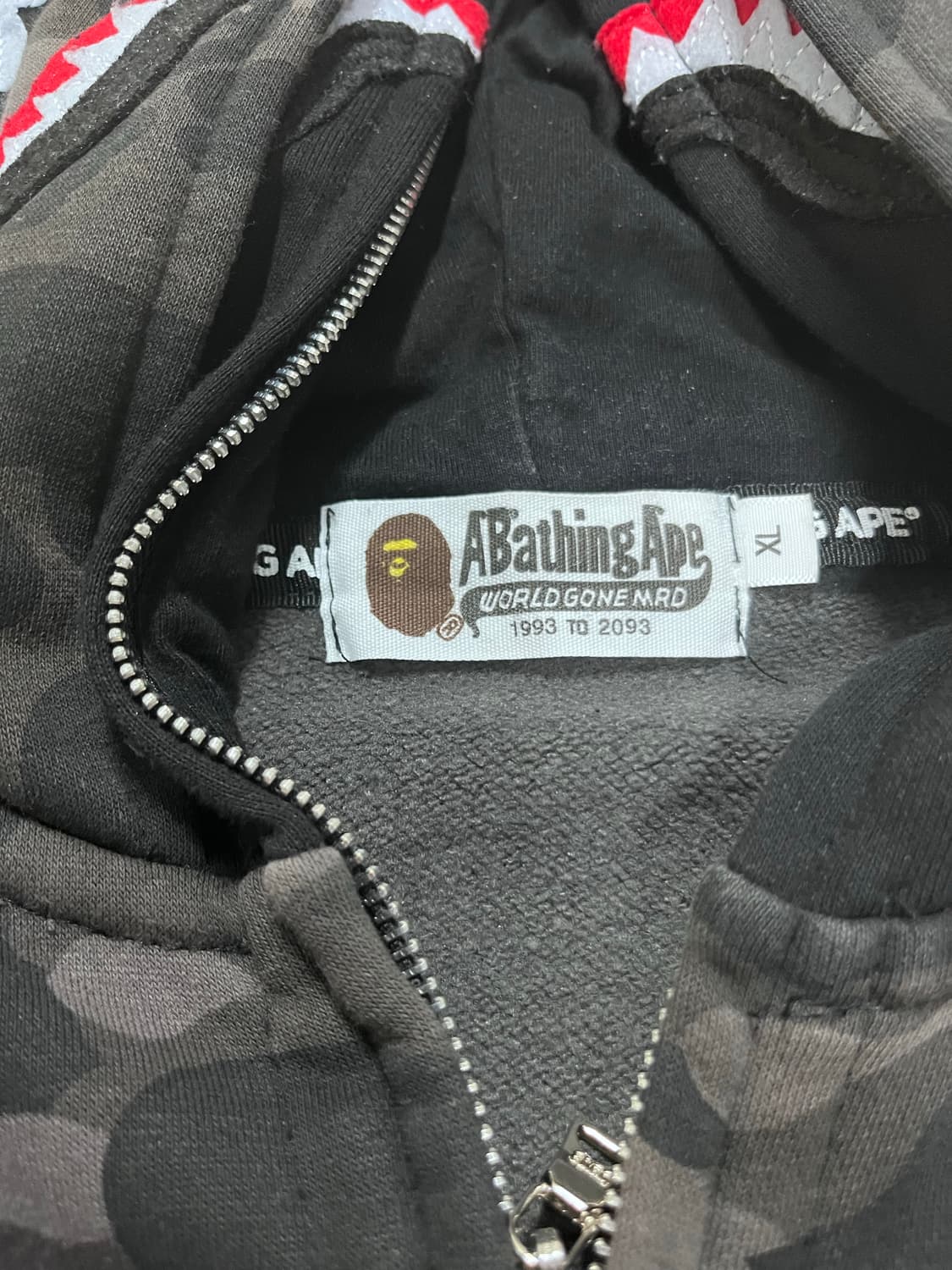 베이프 BAPE 샤크 더블 후드집업 블랙 XL 상품이미지2