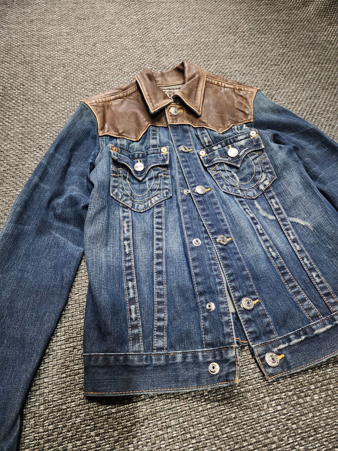 트루릴리젼 가죽 데님 자켓 청자켓 M사이즈 상품이미지7
