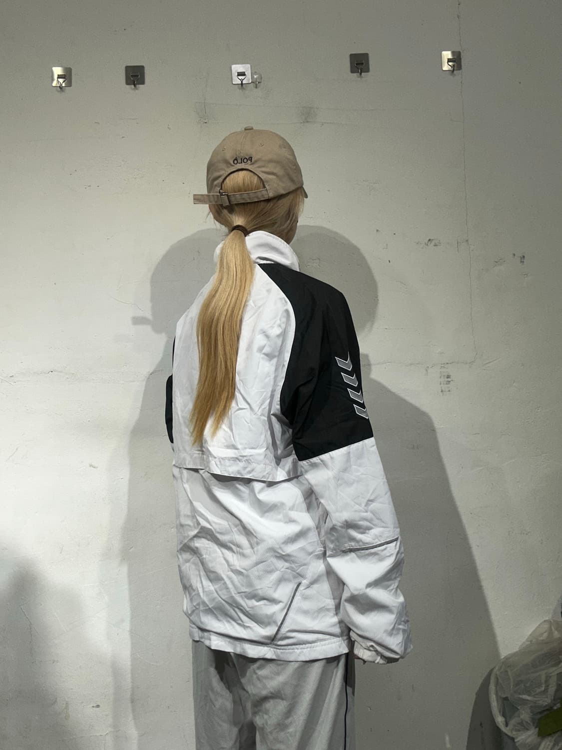 빈티지 화이트 블랙 바람막이 자켓 L 상품이미지3