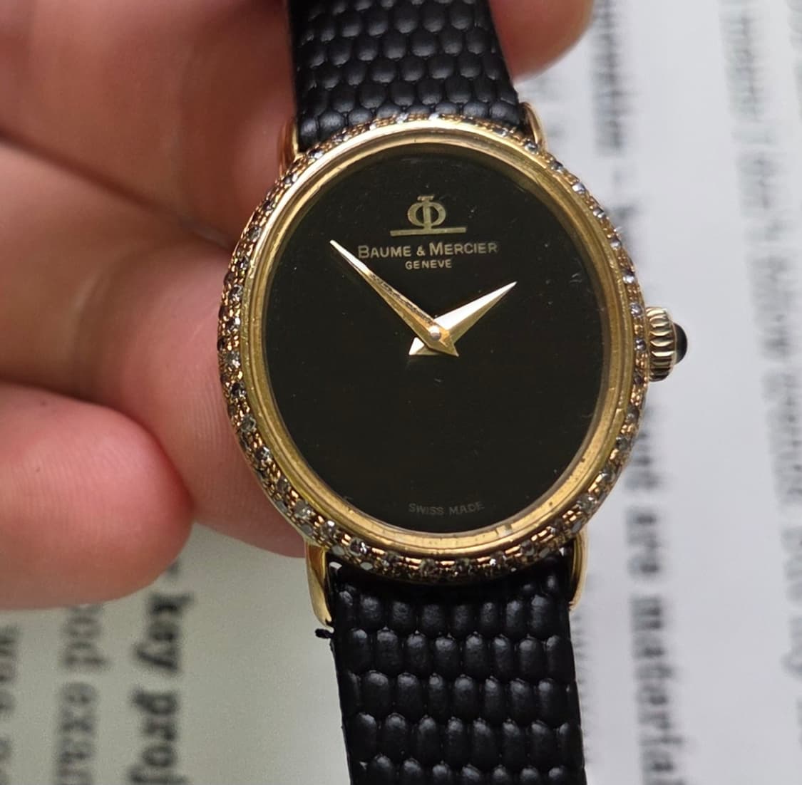 레어] 명품 보메메르시에 엘립스 18K올금통 블랙오닉스판 여성용 상품이미지2