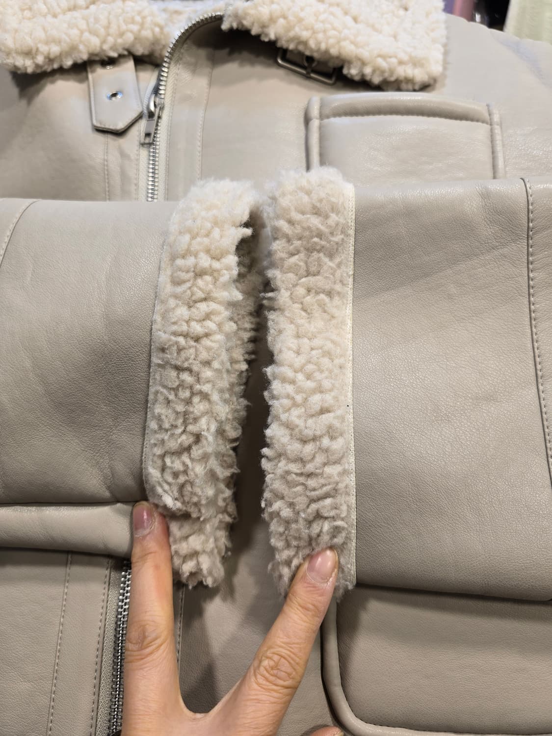 양털 가죽 크롭자켓 66~77 상품이미지7