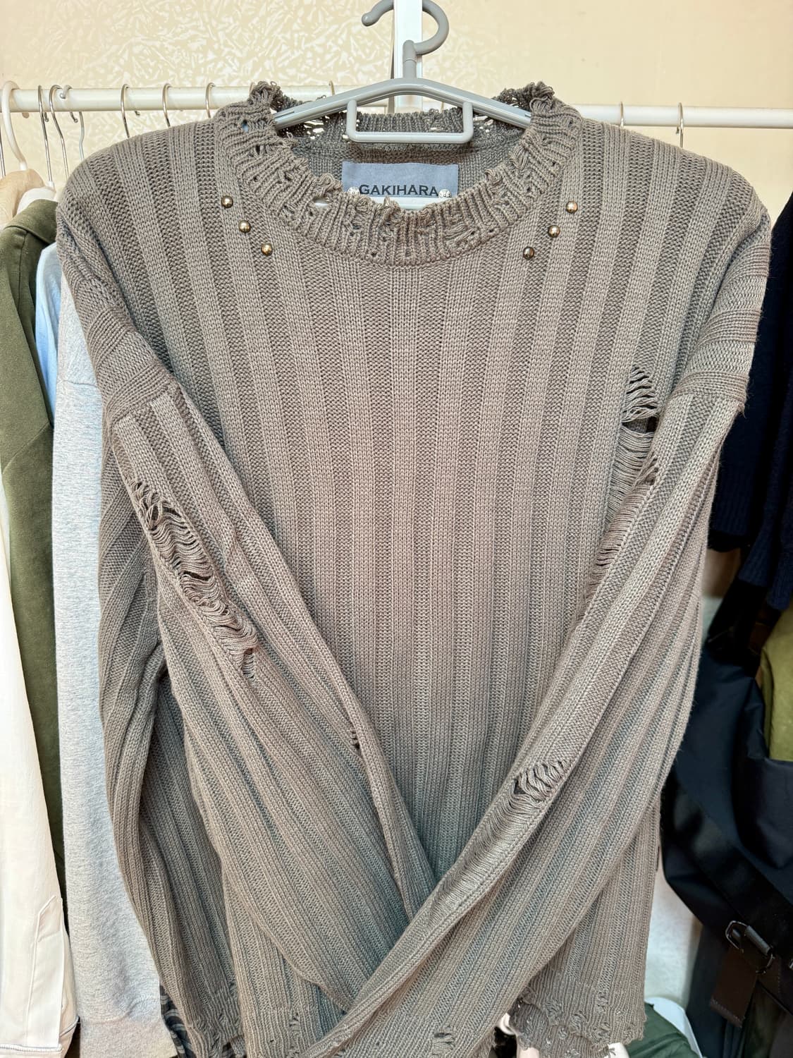 가키하라 Takano piercing grunge knit (Gray) 상품이미지1