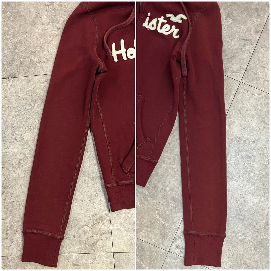 홀리스터 기모 후드집업 버건디 S #csz2734 상품이미지6
