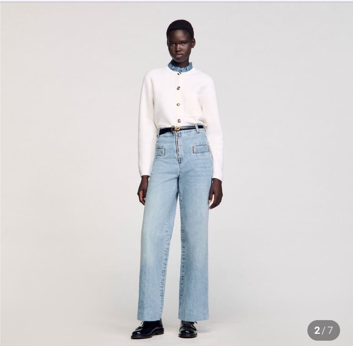 산드로 SANDRO 하이라이즈 와이드 데님 팬츠 38사이즈 상품이미지1