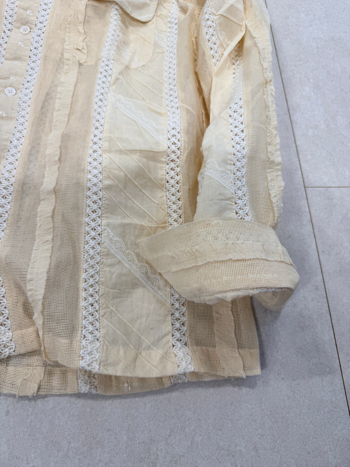 Harago 하라고 레이스 패치 셔츠 M 상품이미지7