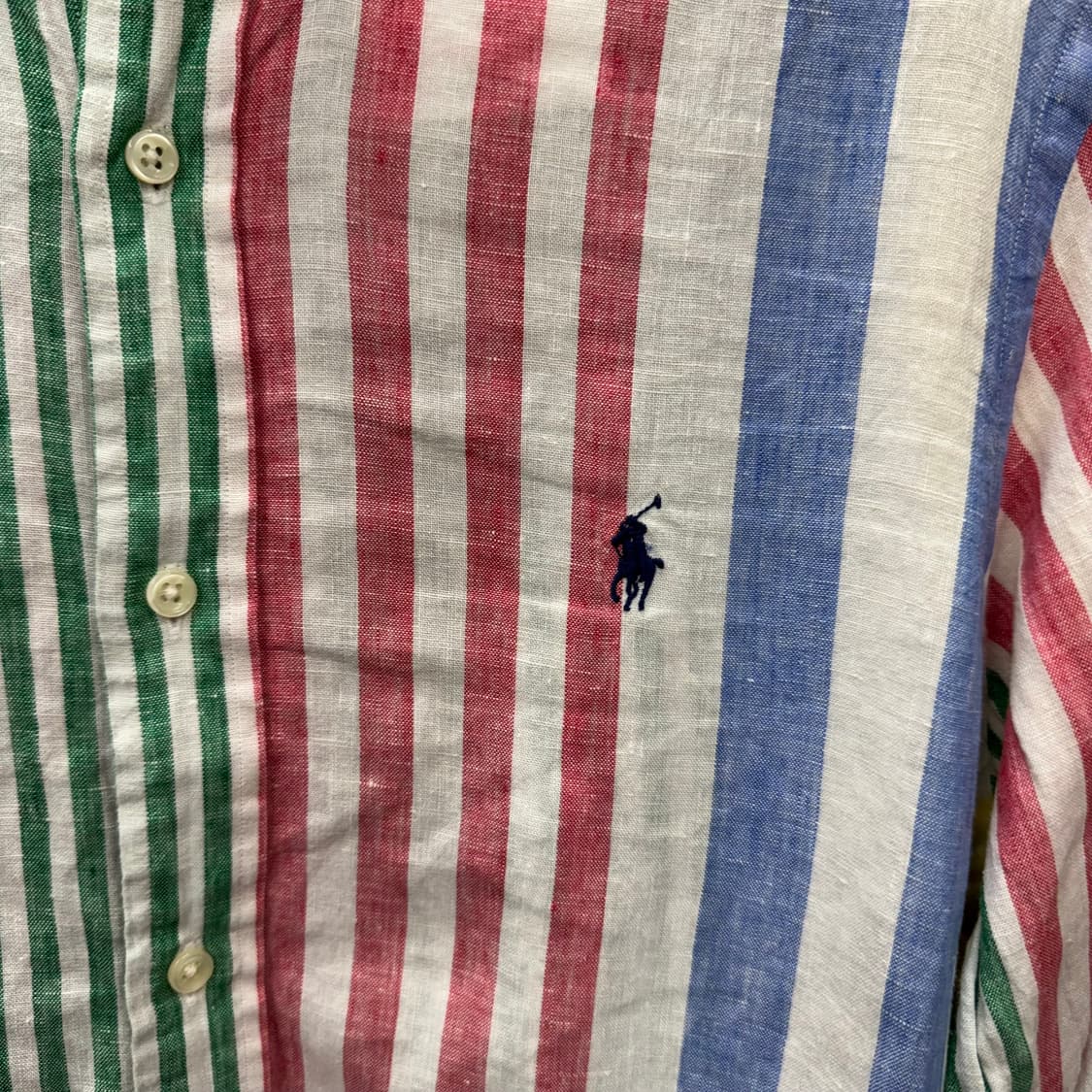 폴로 랄프로렌 멀티컬러 스트라이프 긴팔 셔츠 네이비 포니 로고 포인트 상품이미지5