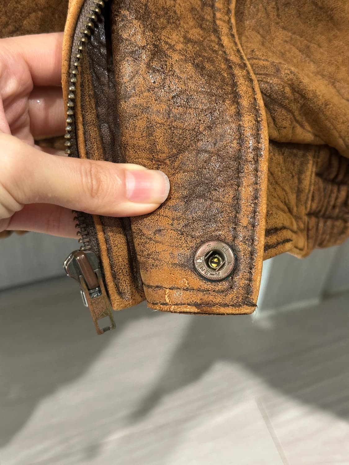 빈티지 브라운 양가죽 봄버 자켓 상품이미지5