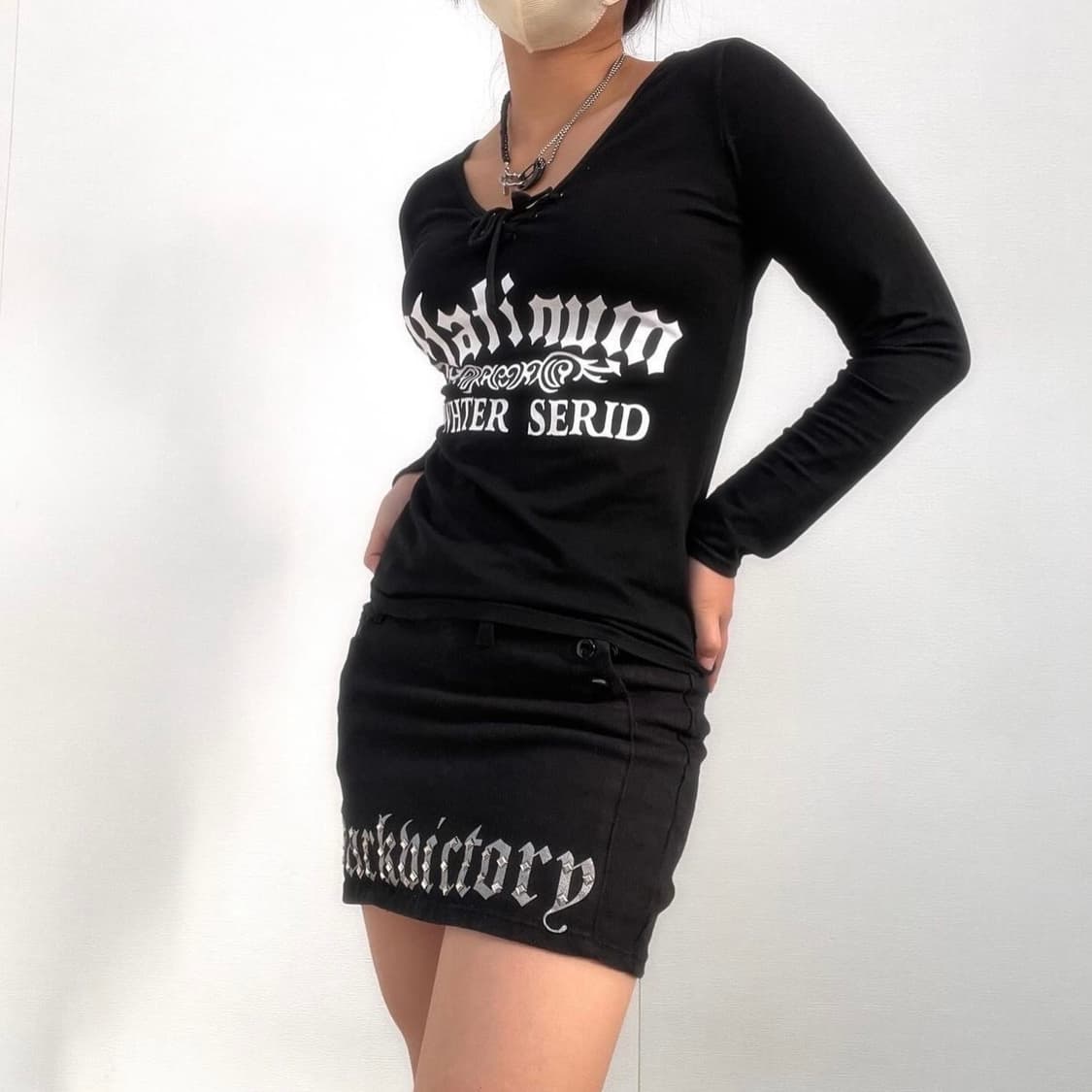Punk black mini skirt 상품이미지3