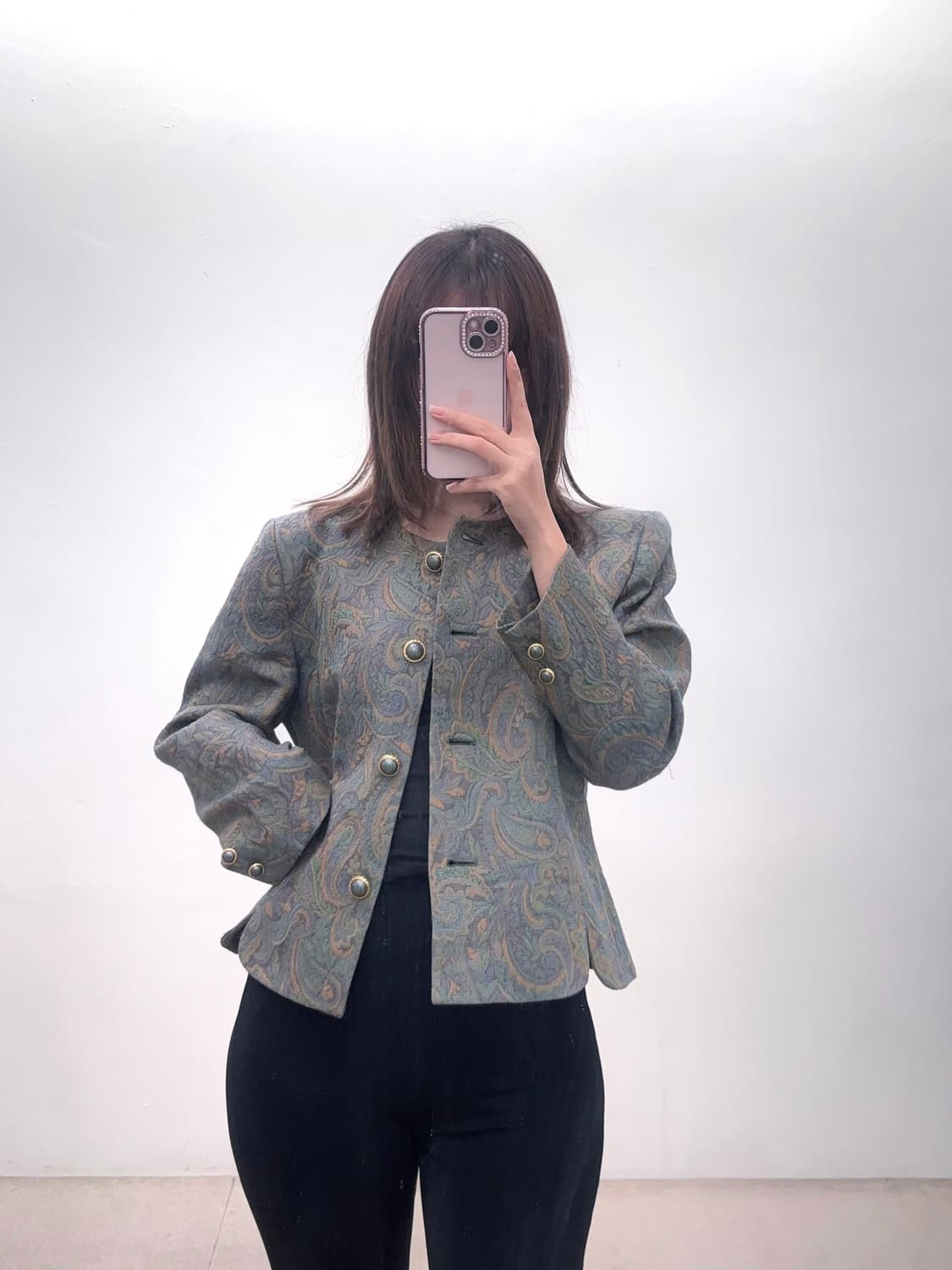 울60 아방가르드 에스닉 오리엔탈 페이즐리 패턴 빈티지 자켓 상품이미지1