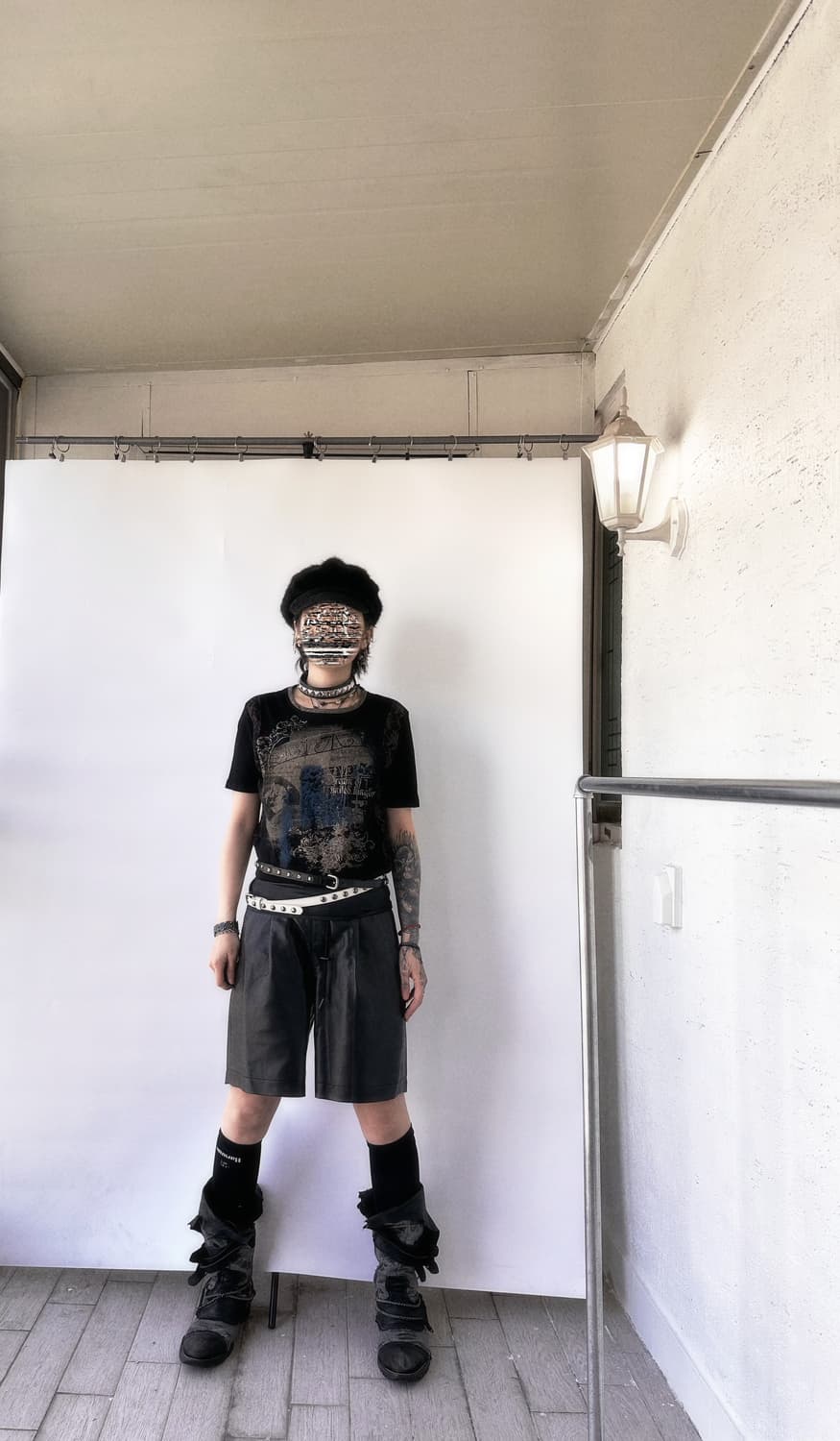 Y2K style vintage print punk 1/2 t 상품이미지4