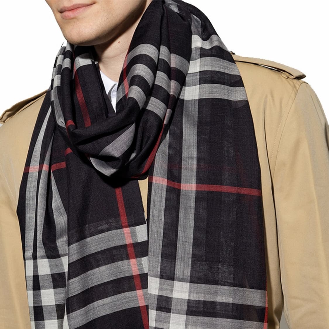 버버리 울 실크 체크 스카프 상품이미지1